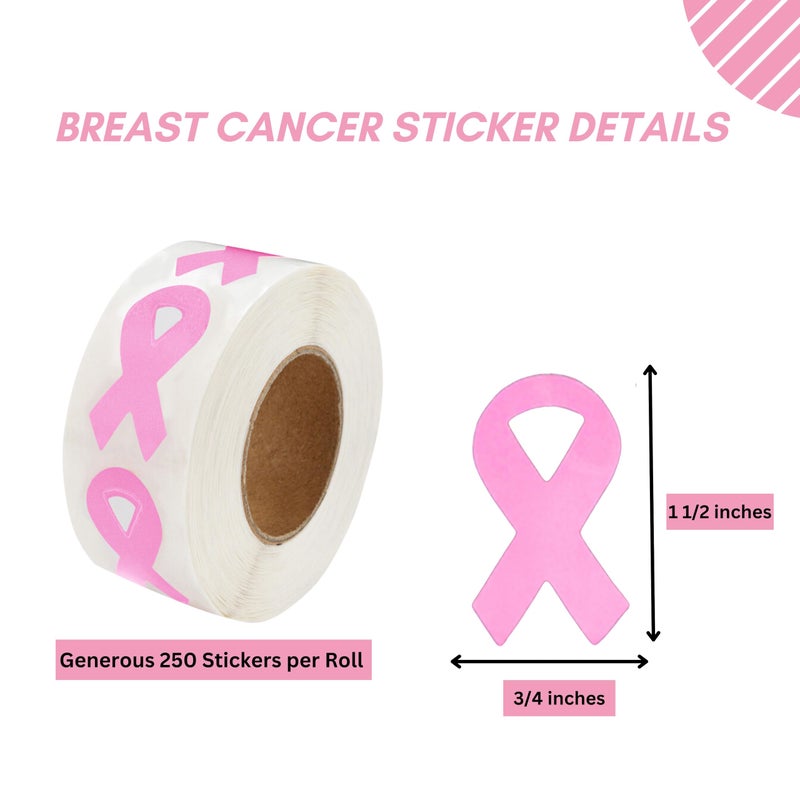 Fundraising For A Cause Small Dark Pink Ribbon Stickers - Pink Ribbon for Breast Cancer Awareness - Perfect for Event Decoration, Giveaways and Fundraising -(1 Roll -250 Stickers) - Image 3